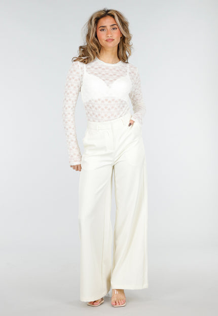 NEW180226 Beige Mesh Body met Lange Mouwen