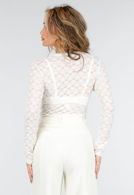 NEW180226 Beige Mesh Body met Lange Mouwen