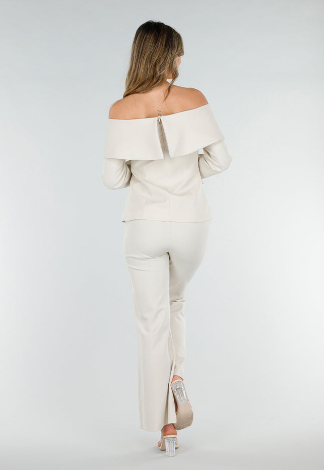 NEW180226 Beige Off Shoulder Blazer