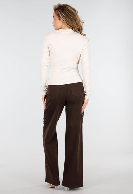 NEW180226 Beige Overslag Top met Lange Mouwen