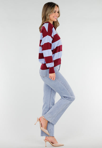 NEW180226 Bordeaux Blauw Gestreepte Polo Trui