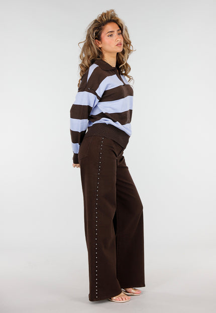 NEW180226 Bruin Blauw Gestreepte Polo Trui