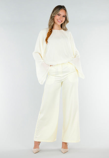 NEW180226 Butter Yellow Blouse met Wijde Mouwen