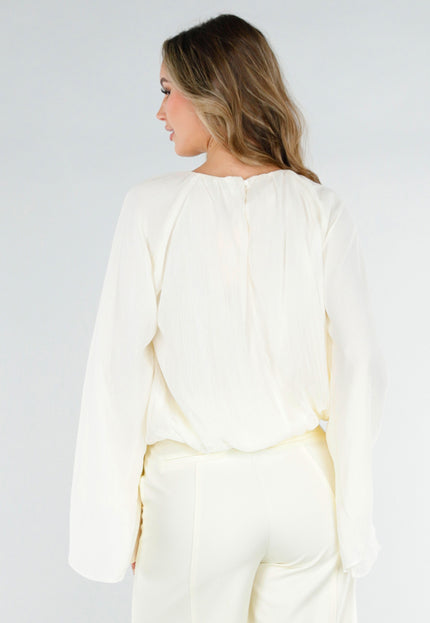 NEW180226 Butter Yellow Blouse met Wijde Mouwen