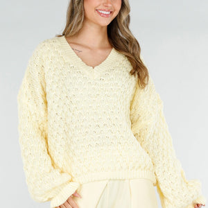 NEW180226 Butter Yellow Gebreide Trui