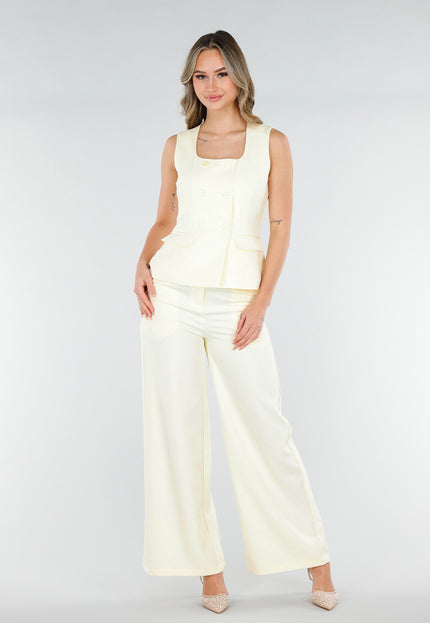 NEW180226 Butter Yellow Gilet Top met Knopen