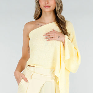 NEW180226 Butter Yellow One Shoulder Top