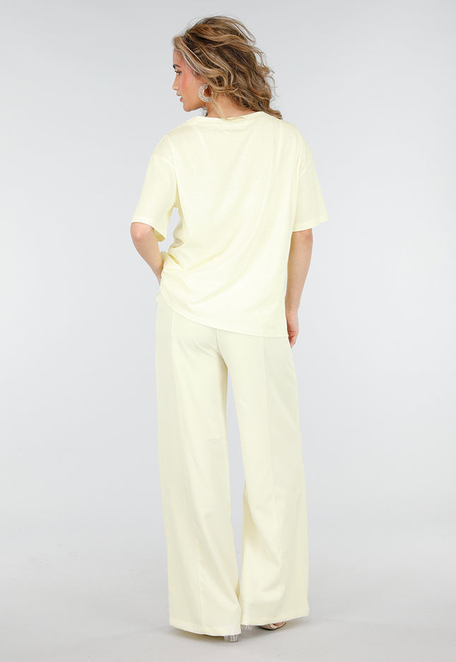 NEW180226 Butter Yellow V Hals T Shirt