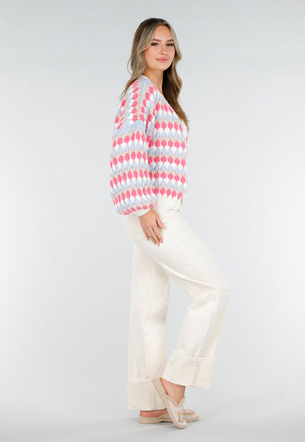 NEW180226 Gebreid Vest met Ruitprint