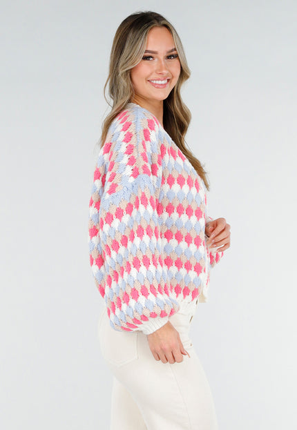 NEW180226 Gebreid Vest met Ruitprint