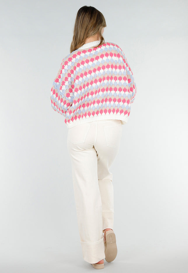 NEW180226 Gebreid Vest met Ruitprint