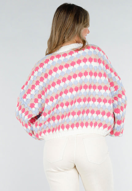 NEW180226 Gebreid Vest met Ruitprint