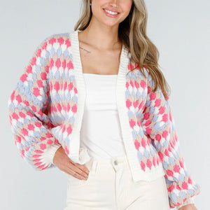 NEW180226 Gebreid Vest met Ruitprint