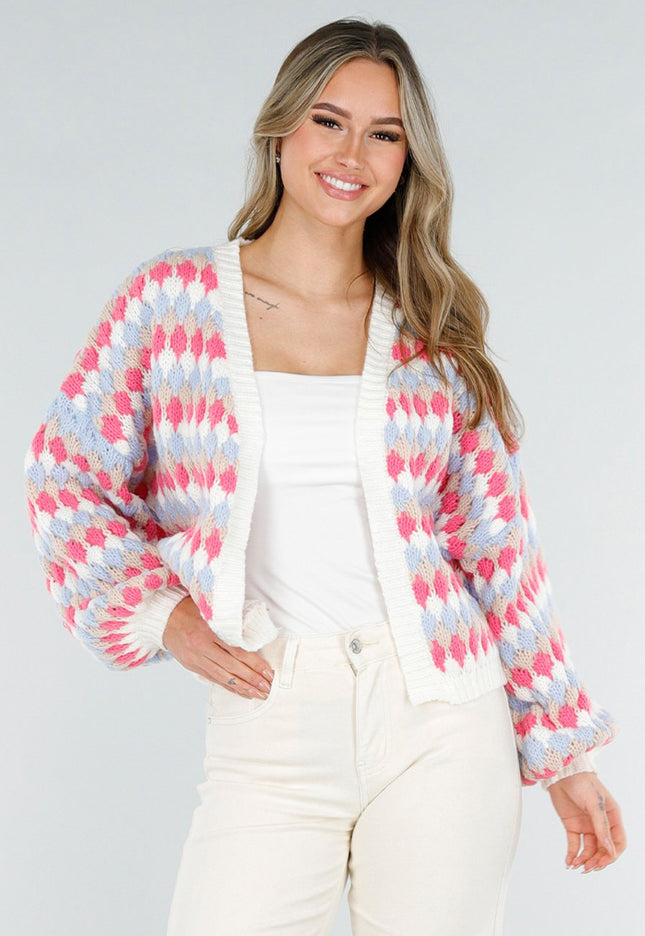 NEW180226 Gebreid Vest met Ruitprint