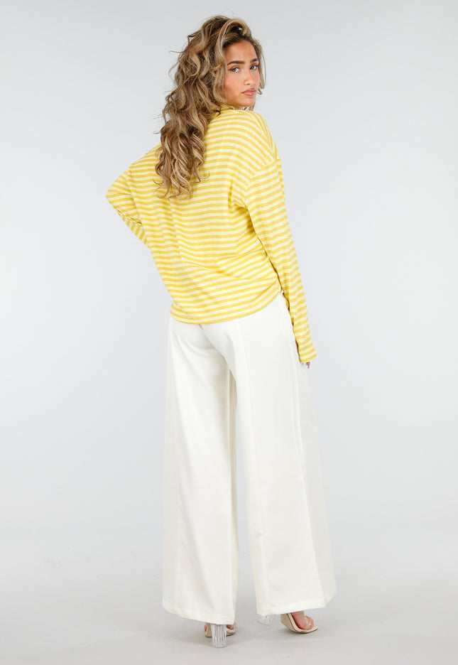 NEW180226 Gele Gestreepte Polo Longsleeve