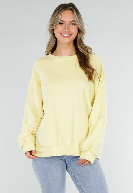 NEW180226 Gele Sweater met Good Vibes Print