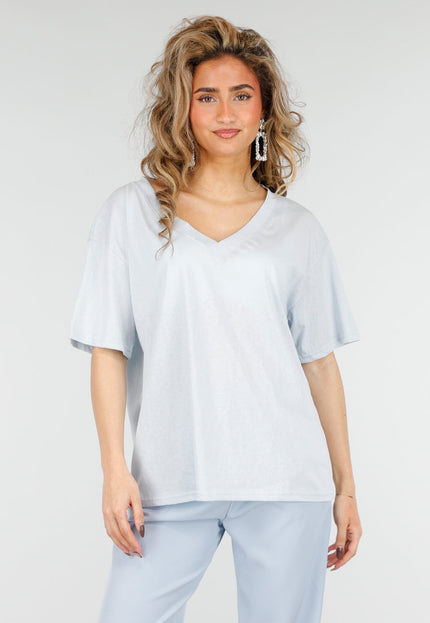 NEW180226 Lichtblauw V-Hals T-Shirt