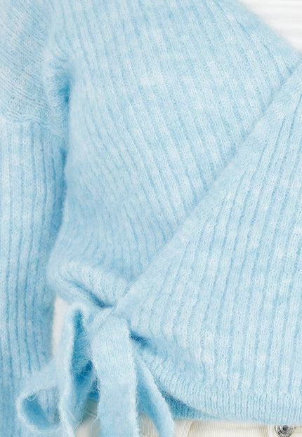 NEW180226 Lichtblauwe Wikkel Vest met Strikdetail