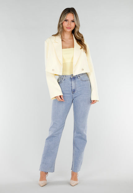 NEW180226 Lichtgele Cropped Blazer
