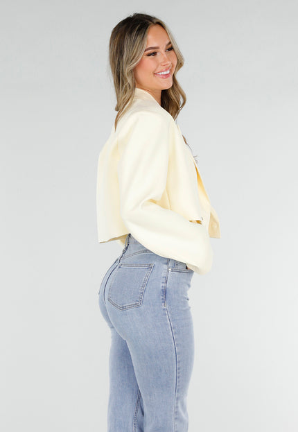 NEW180226 Lichtgele Cropped Blazer