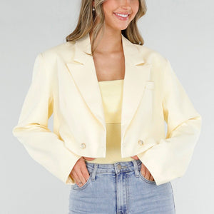 NEW180226 Lichtgele Cropped Blazer