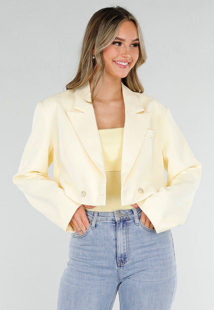 NEW180226 Lichtgele Cropped Blazer