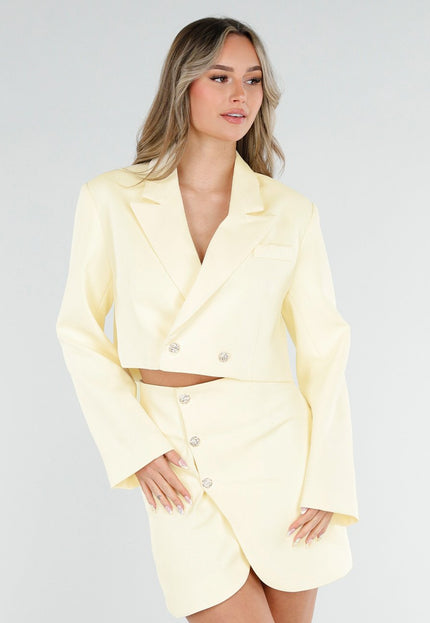 NEW180226 Lichtgele Cropped Blazer