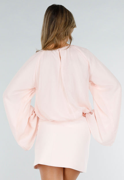 NEW180226 Lichtroze Blouse met Wijde Mouwen