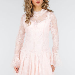 NEW180226 Lichtroze Kanten Jurk