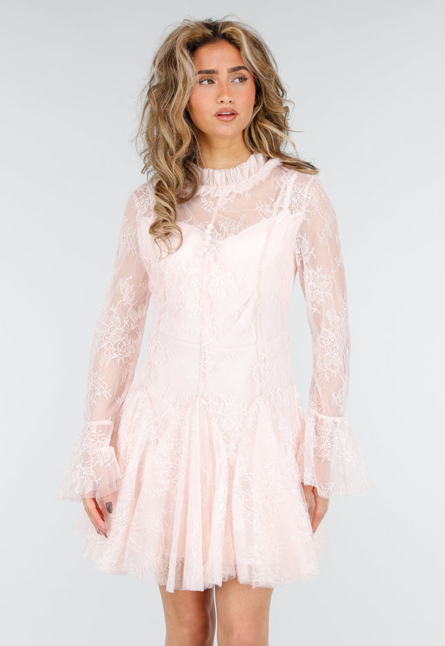 NEW180226 Lichtroze Kanten Jurk