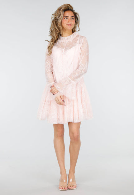 NEW180226 Lichtroze Kanten Jurk