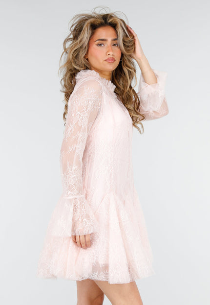 NEW180226 Lichtroze Kanten Jurk