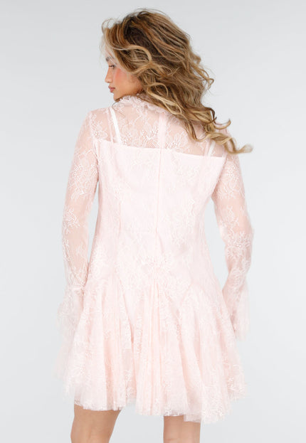 NEW180226 Lichtroze Kanten Jurk