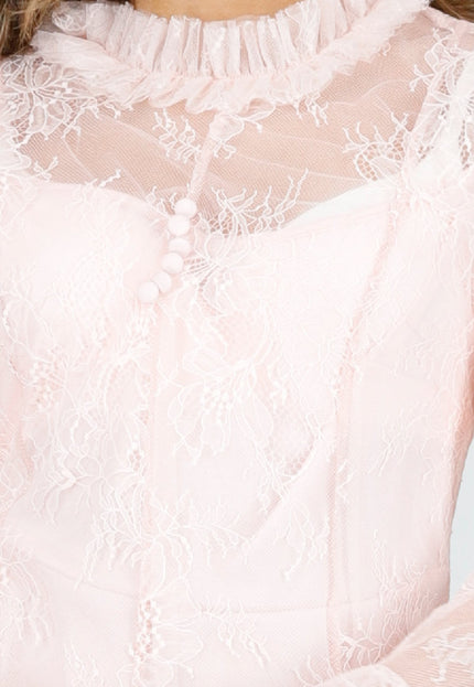 NEW180226 Lichtroze Kanten Jurk