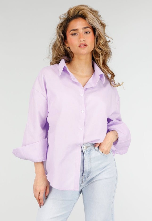 NEW180226 Lila Katoenen Blouse