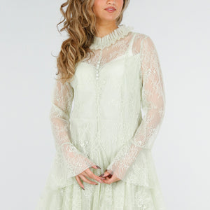 NEW180226 Mintgroene Kanten Jurk