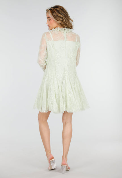 NEW180226 Mintgroene Kanten Jurk