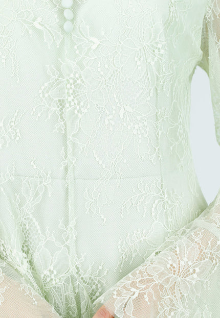 NEW180226 Mintgroene Kanten Jurk