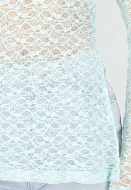 NEW180226 Mintgroene Kanten Top met Split