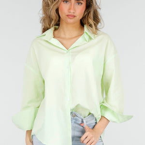 NEW180226 Mintgroene Katoenen Blouse