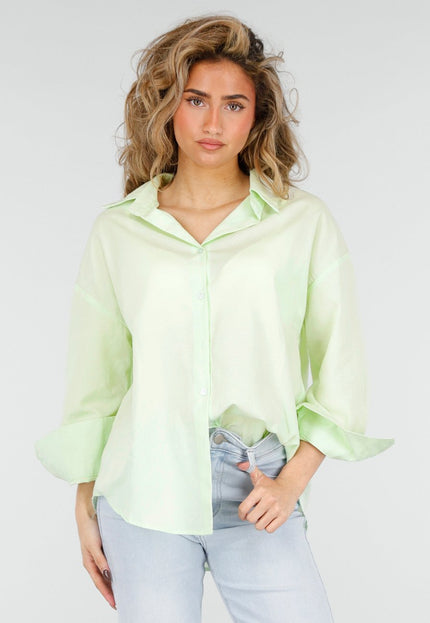 NEW180226 Mintgroene Katoenen Blouse