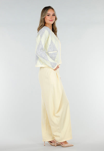 NEW180226 Pastel Geel Vest met Ruitpatroon