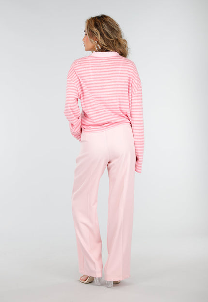 NEW180226 Roze Gestreepte Polo Longsleeve
