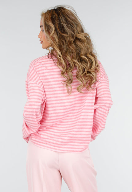 NEW180226 Roze Gestreepte Polo Longsleeve