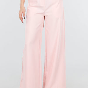 NEW180226 Roze High Waist Wide Leg Pantalon