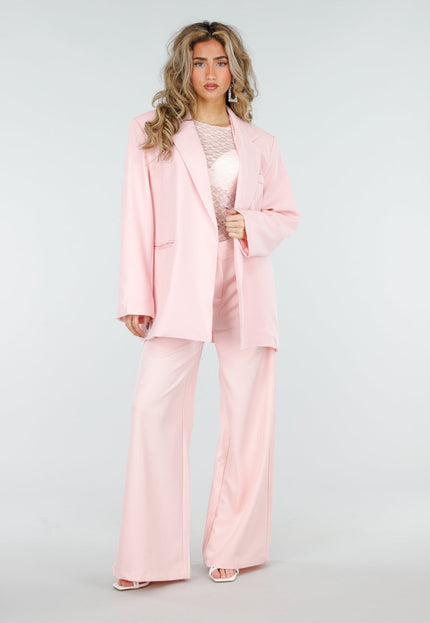 NEW180226 Roze High Waist Wide Leg Pantalon