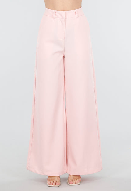 NEW180226 Roze High Waist Wide Leg Pantalon