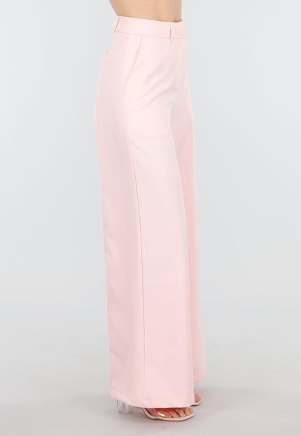 NEW180226 Roze High Waist Wide Leg Pantalon