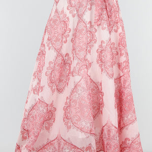 NEW180226 Roze Maxi Rok met Paisley Print