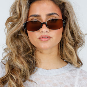 NEW180226 Smalle Zonnebril met Bruine Glazen